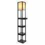 Maxwell Shelf & LED Floor Lamp with Lantern Shade with Drawers