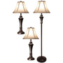 Aged Bronze Steel Lamps, 3 Piece