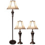 Aged Bronze Steel Lamps, 3 Piece