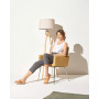Emma LED Contemporary Tripod Floor Lamp with Wooden Legs