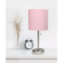 Stick Lamp with USB Charging Port and Fabric Shade 2 Pack Set