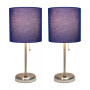 Stick Lamp with USB Charging Port and Fabric Shade 2 Pack Set