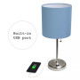 Stick Lamp with USB Charging Port and Fabric Shade 2 Pack Set