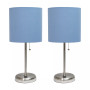Stick Lamp with USB Charging Port and Fabric Shade 2 Pack Set