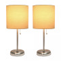 Stick Lamp with USB Charging Port and Fabric Shade 2 Pack Set