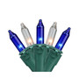 Set of 35 Blue Clear Mini Christmas Lights 2.5" Spacing - Green Wire