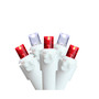 Set of 50 Red and White LED Wide Angle Christmas Lights - White Wire