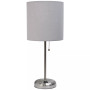 Lime Lights Stick Lamp with Charging Outlet and Fabric Shade