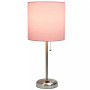 Lime Lights Stick Lamp with Charging Outlet and Fabric Shade