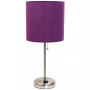 Lime Lights Stick Lamp with Charging Outlet and Fabric Shade