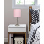 Lime Lights Stick Lamp with Charging Outlet and Fabric Shade