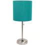 Lime Lights Stick Lamp with Charging Outlet and Fabric Shade