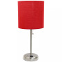 Lime Lights Stick Lamp with Charging Outlet and Fabric Shade