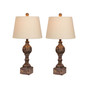 Distressed Sculpted Column Resin Table Lamps, Set of 2