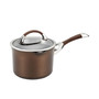 Symmetry Hard-Anodized Nonstick Induction Straining Sauce Pan with Lid, 3.5-Quart, Chocolate