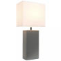 Elegant Designs Modern Leather Table Lamp with White Fabric Shade