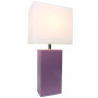 Elegant Designs Modern Leather Table Lamp with White Fabric Shade