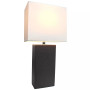 Elegant Designs Modern Leather Table Lamp with White Fabric Shade