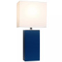 Elegant Designs Modern Leather Table Lamp with White Fabric Shade
