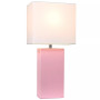Elegant Designs Modern Leather Table Lamp with White Fabric Shade