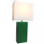 Elegant Designs Modern Leather Table Lamp with White Fabric Shade