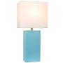 Elegant Designs Modern Leather Table Lamp with White Fabric Shade