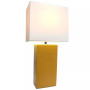 Elegant Designs Modern Leather Table Lamp with White Fabric Shade