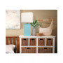 Elegant Designs Modern Leather Table Lamp with White Fabric Shade