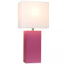 Elegant Designs Modern Leather Table Lamp with White Fabric Shade
