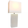 Elegant Designs Modern Leather Table Lamp with White Fabric Shade