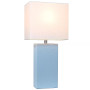 Elegant Designs Modern Leather Table Lamp with White Fabric Shade