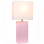 Elegant Designs Modern Leather Table Lamp with White Fabric Shade