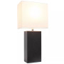 Elegant Designs Modern Leather Table Lamp with White Fabric Shade