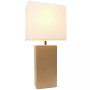 Elegant Designs Modern Leather Table Lamp with White Fabric Shade