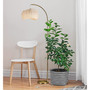 Wave Pendant LED Unique Arc Floor Lamp with Rattan-Style Wicker Shade