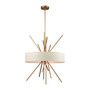 Xenia 5 Light Chandelier in Matte Gold with Beige Fabric Shade