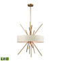 Xenia 5 Light Chandelier in Matte Gold with Beige Fabric Shade