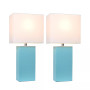 Elegant Designs 2 Pack Modern Leather Table Lamps with White Fabric Shades
