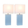 Elegant Designs 2 Pack Modern Leather Table Lamps with White Fabric Shades