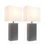 Elegant Designs 2 Pack Modern Leather Table Lamps with White Fabric Shades