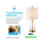 Abner Glass Modern Contemporary USB Charging LED Table Lamp, Set of 2