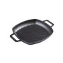 10in Square Grill Pan with Double Loop Handles, Seasoned