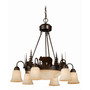 Bozeman 9 Light Rustic Bear Amber Glass Chandelier