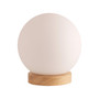 Light Accents Round Table Lamp Natural Wooden Base With Glass Shade