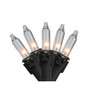 Set of 50 Clear Mini Christmas Lights 2.5" Spacing - Black Wire