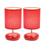 Simple Designs Stonies Small Stone Look Table Bedside Lamp 2 Pack Set
