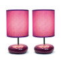 Simple Designs Stonies Small Stone Look Table Bedside Lamp 2 Pack Set