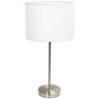 Brushed Nickel Stick Lamp with Fabric Shade