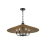 Eman 6-Light Pendant in Matte Black with Dark Rattan