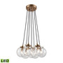 Boudreaux 7 Light Chandelier in Satin Brass with Clear Glass